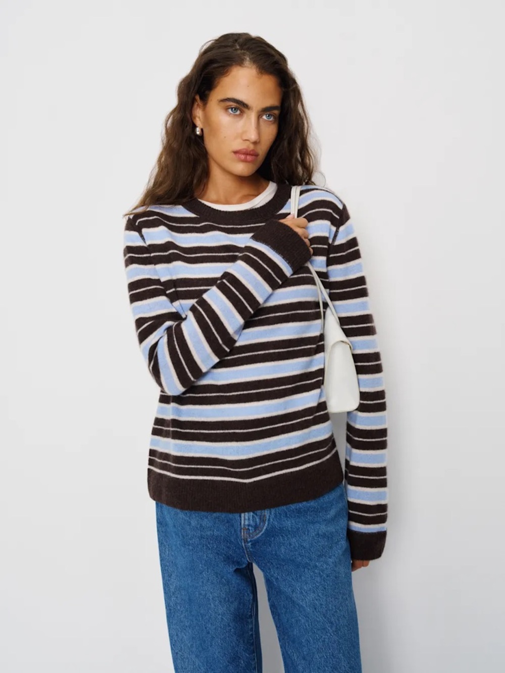 Reformation Cashmere Boyfriend Sweater -  Ice Water Multi Stripe